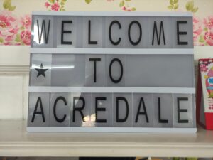 Welcome to Acredale sign